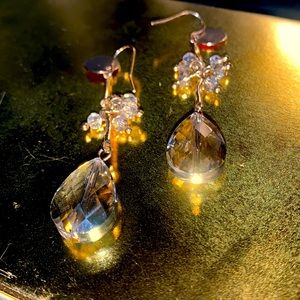 Grey+ Gold Crystal Look Earrings